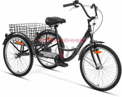 Велосипед трехколесный Aist Cargo 1.1 24 для взрослых, 1-скорость, графитовый